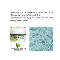 Augencreme mit Hanfsamenöl und Cannabidiol (CBD) plus niedermolekulare Hyaluronsäure | Naturkosmetik